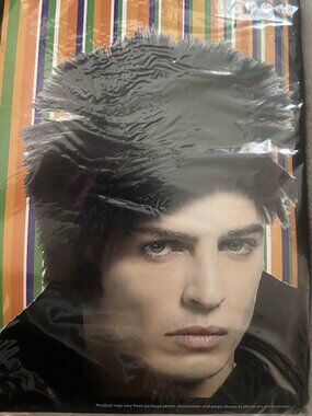 Unisex Men's Messy Punk Goth Rock Black WIG Cosplay Teen Actor Costume Accessory